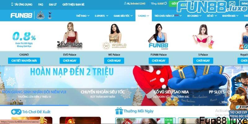 Các thông tin cơ bản về sảnh game casino Fun88