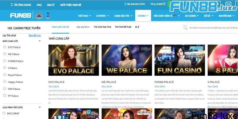 Thực hiện tham gia cá cược tại sảnh casino fun88 cực đơn giản